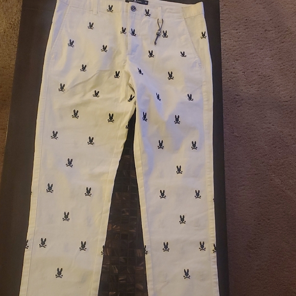 Psycho Bunny White Trousers with Black Logo